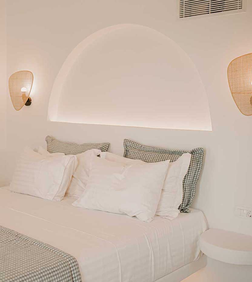The master bedroom of Villa Anemona in Folegandros